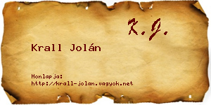 Krall Jolán névjegykártya
